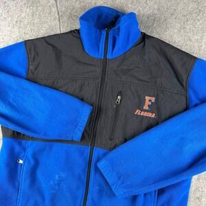 Columbia Men's Florida Gators Fleece Jacket XL Blue Black‎ Full Zip Logo FLAWS*